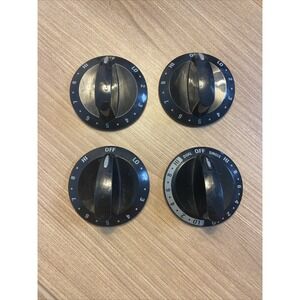 Set Lot Of 4 Whirlpool Range Element Black Knobs 3164424 or KIP 6U54 Replacement
